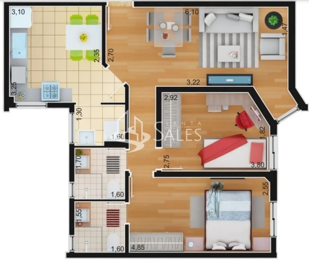 Apartamento, 2 quartos, 88 m² - Foto 12