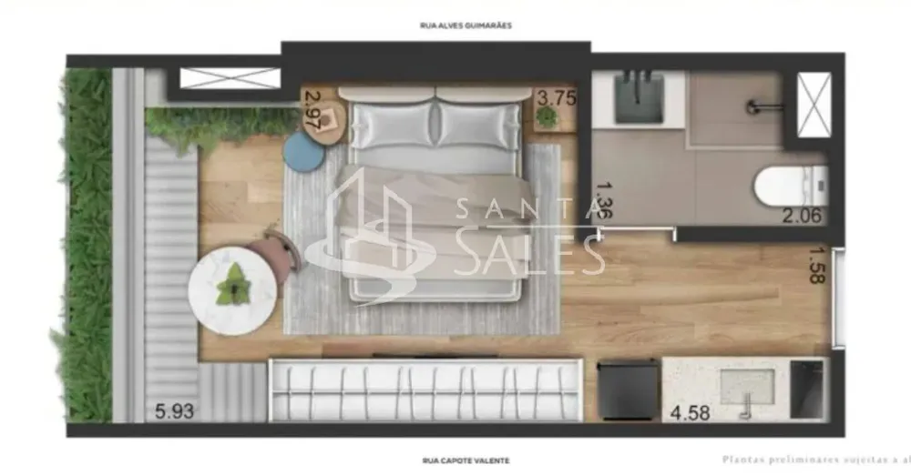 Apartamento, 1 quarto, 28 m² - Foto 1