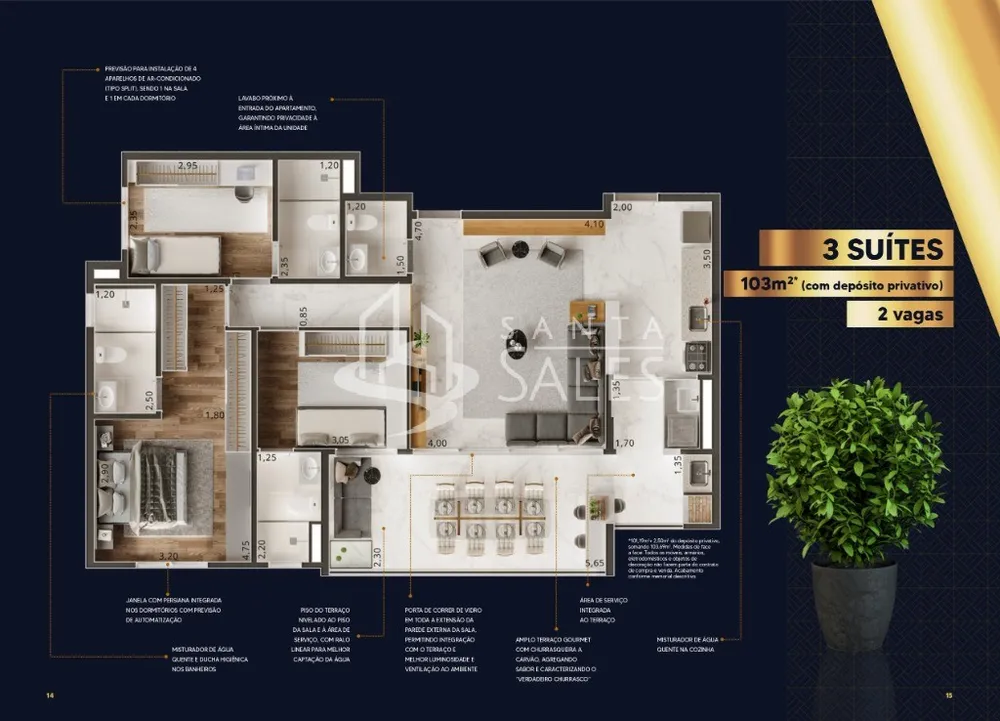 Apartamento, 3 quartos, 103 m² - Foto 3