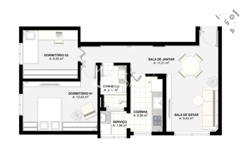 Apartamento, 2 quartos, 61 m² - Foto 2