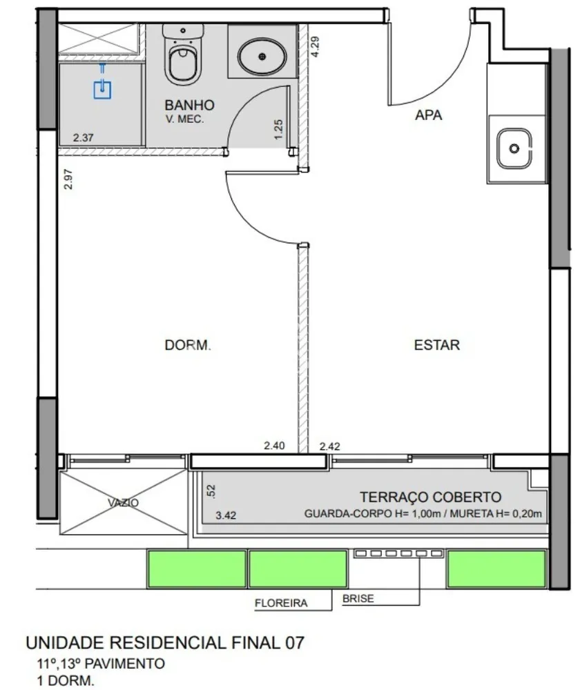 Apartamento, 1 quarto, 27 m² - Foto 1