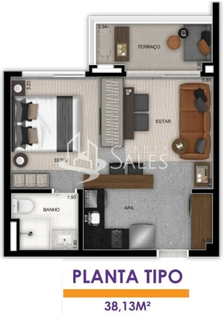 Apartamento, 1 quarto, 38 m² - Foto 4