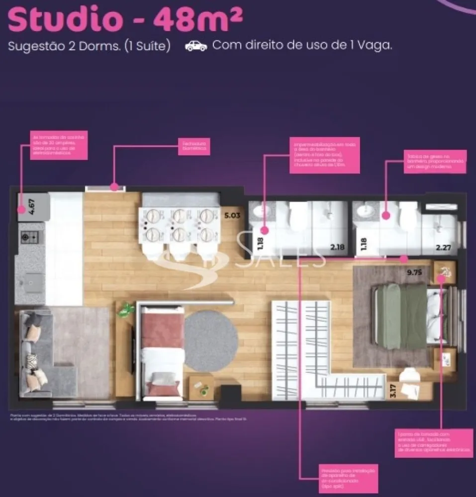 Apartamento, 1 quarto, 48 m² - Foto 8