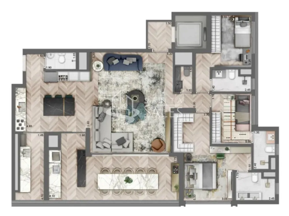 Apartamento, 3 quartos, 158 m² - Foto 1
