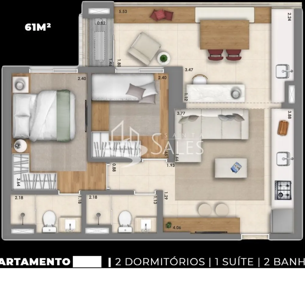 Apartamento, 2 quartos, 60 m² - Foto 16