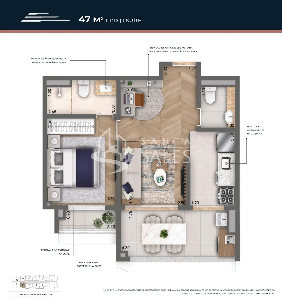 Apartamento, 2 quartos, 47 m² - Foto 3