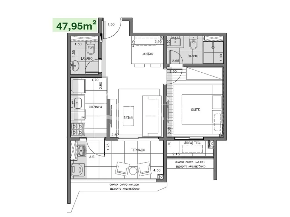 Apartamento, 1 quarto, 49 m² - Foto 3