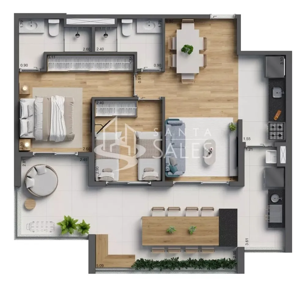 Apartamento, 2 quartos, 82 m² - Foto 3