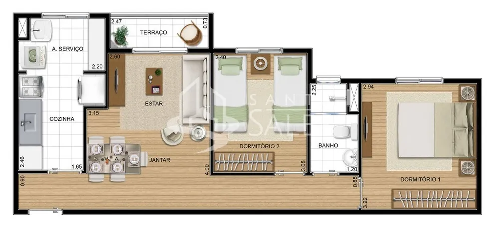 Apartamento, 2 quartos, 52 m² - Foto 6