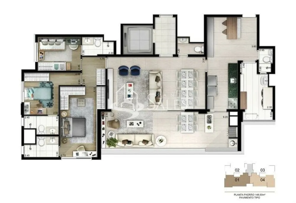 Apartamento, 3 quartos, 149 m² - Foto 1