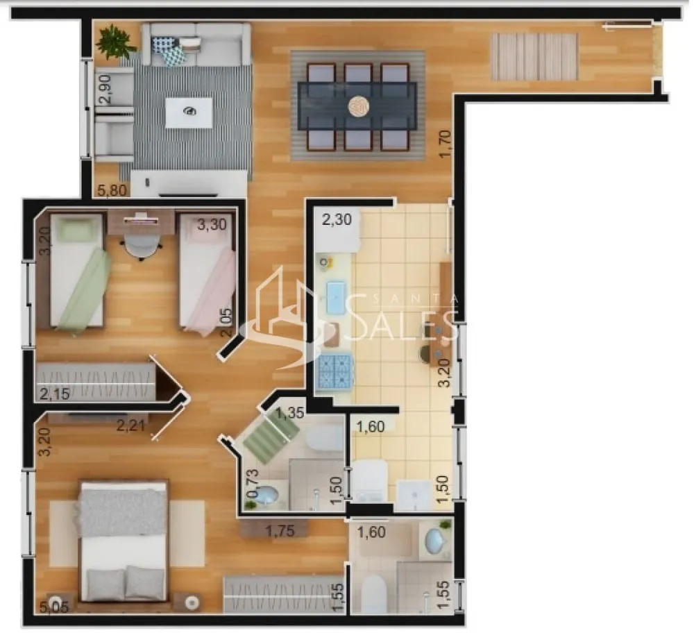 Apartamento, 2 quartos, 73 m² - Foto 3