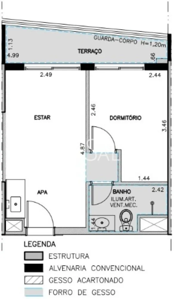 Apartamento, 1 quarto, 34 m² - Foto 3