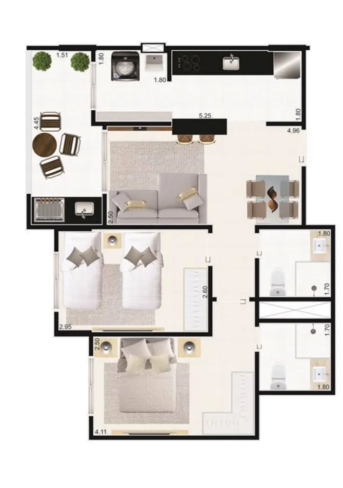 Apartamento, 2 quartos, 68 m² - Foto 3