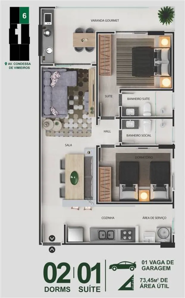 Apartamento, 2 quartos, 73 m² - Foto 6