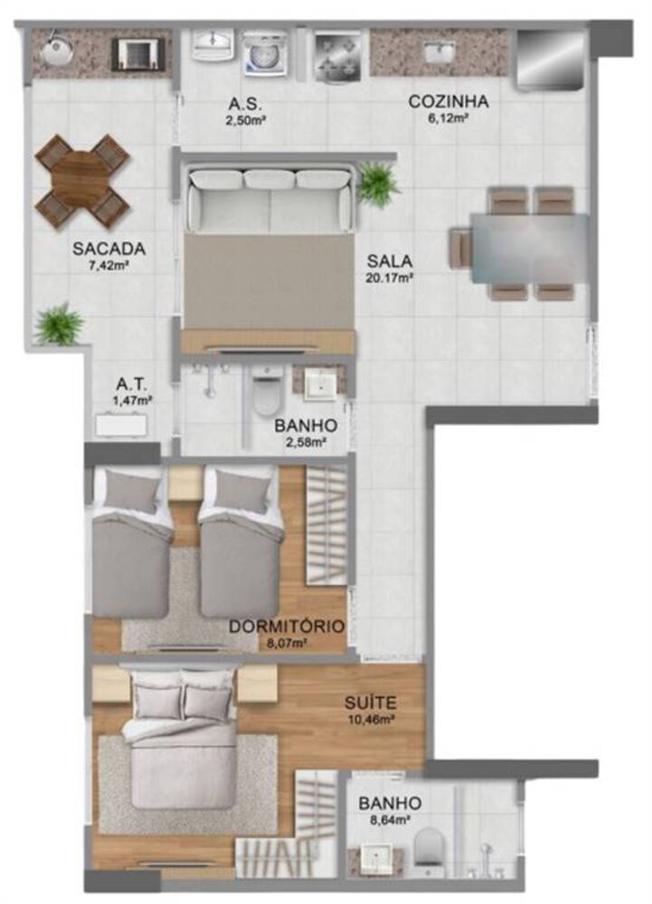 Apartamento, 2 quartos, 68 m² - Foto 1