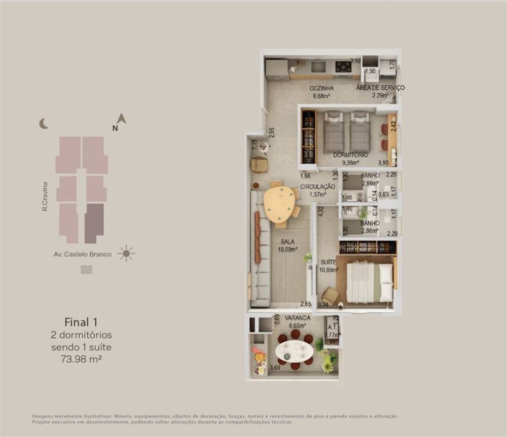 Apartamento, 2 quartos, 74 m² - Foto 4