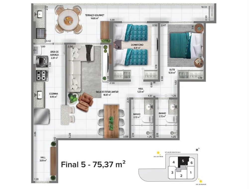 Apartamento, 2 quartos, 79 m² - Foto 2