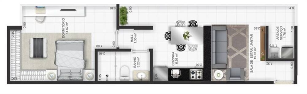 Apartamento, 1 quarto, 46 m² - Foto 11