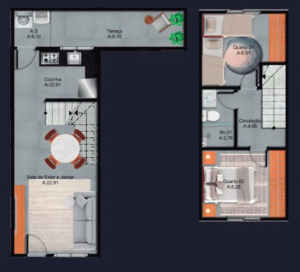 Sobrado, 2 quartos, 55 m² - Foto 3