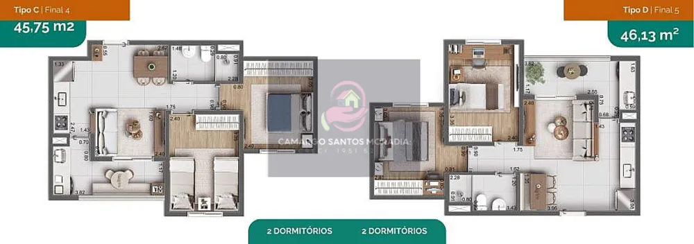Apartamento, 2 quartos, 45 m² - Foto 2