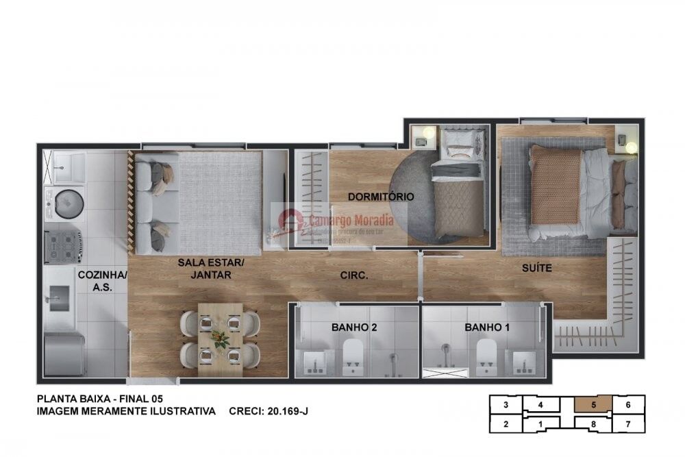 Apartamento à venda com 2 quartos, 48m² - Foto 3