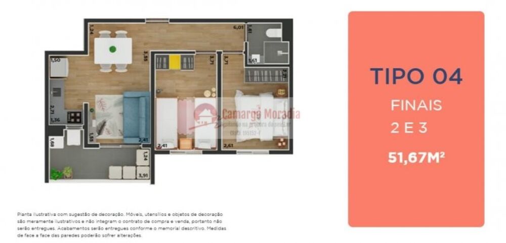 Apartamento à venda com 2 quartos, 51m² - Foto 3