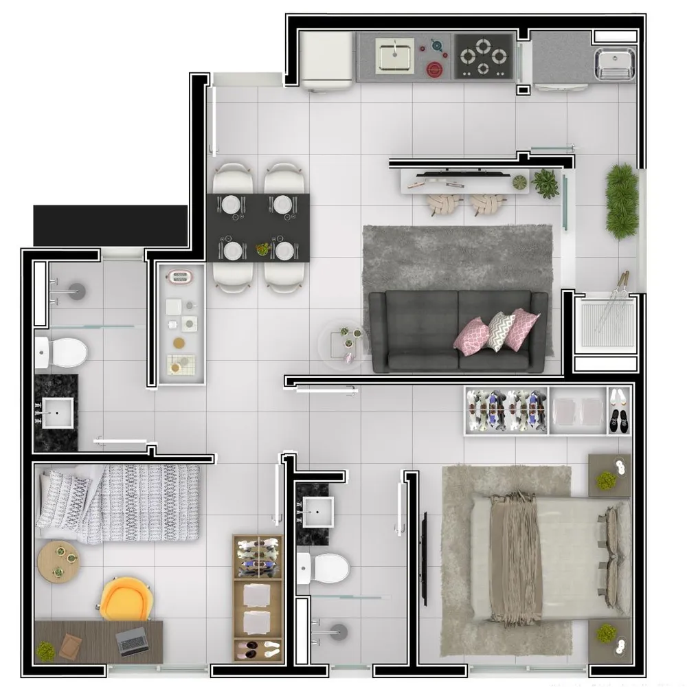 Apartamento, 2 quartos, 48 m² - Foto 3