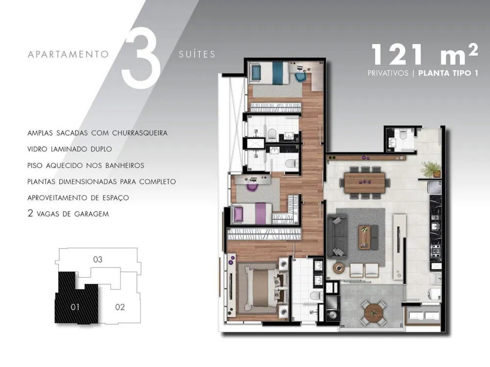 Apartamento, 3 quartos, 122 m² - Foto 1