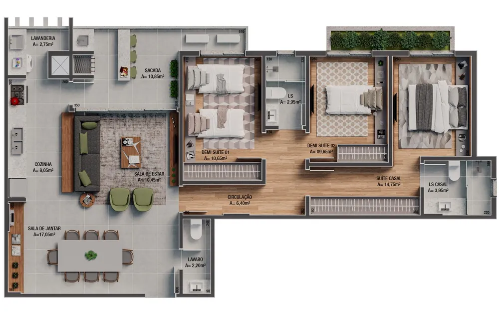 Apartamento, 3 quartos, 112 m² - Foto 2