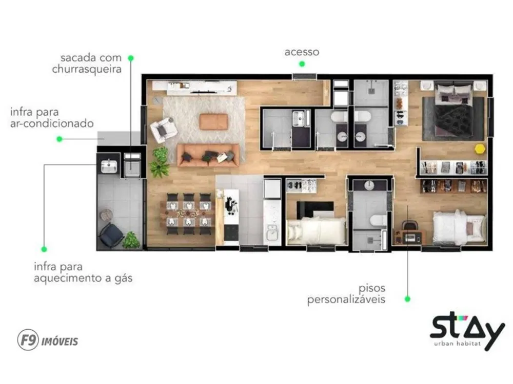 Apartamento, 3 quartos, 68 m² - Foto 3