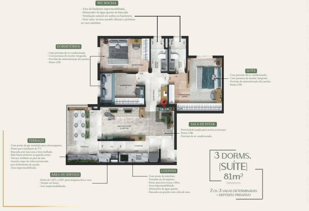 Apartamento, 3 quartos, 81 m² - Foto 2