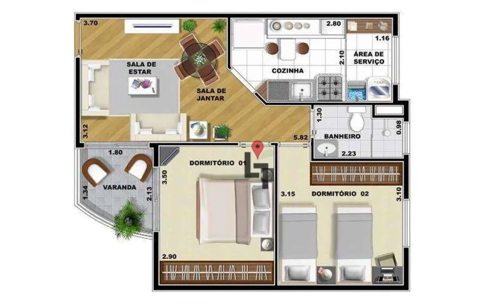 Apartamento, 2 quartos, 55 m² - Foto 4