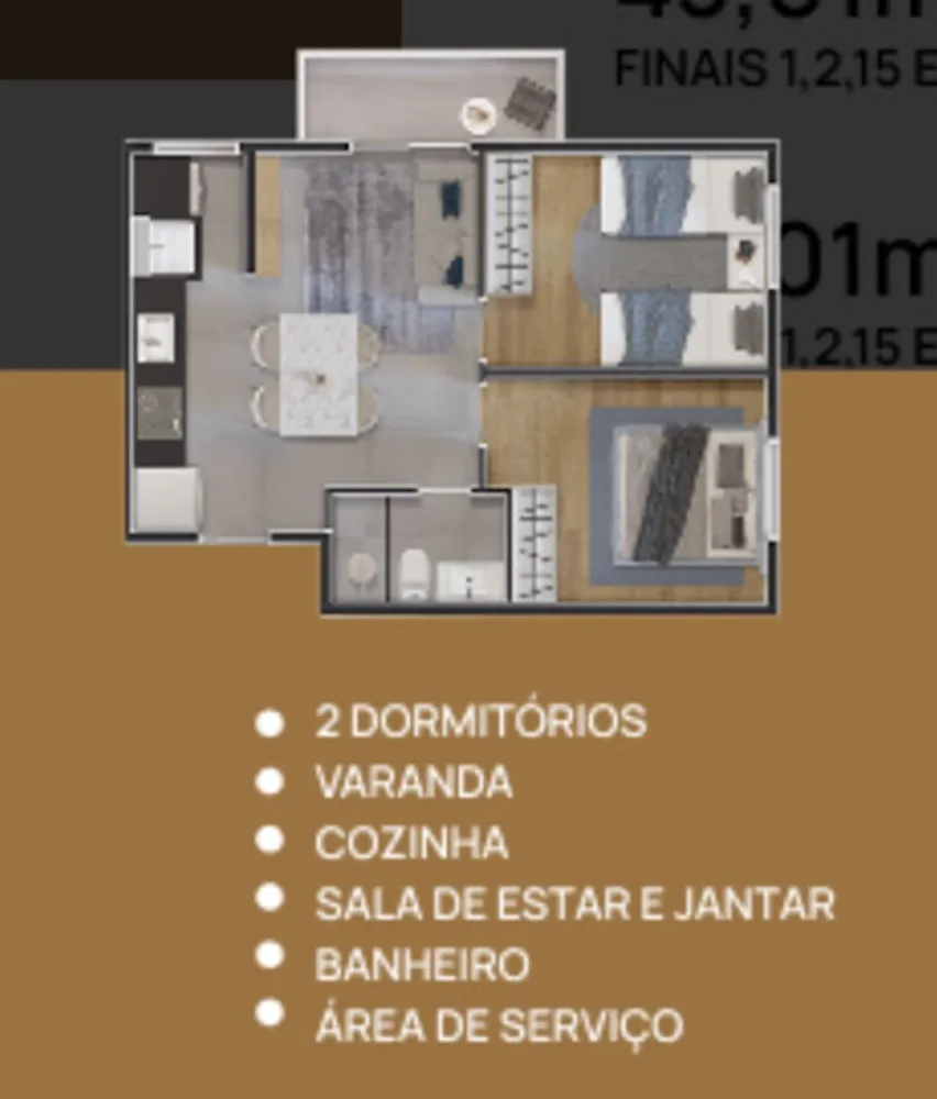 Apartamento, 2 quartos, 45 m² - Foto 2