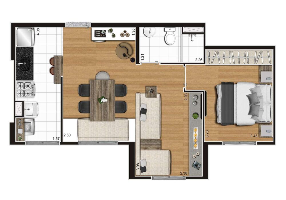 Apartamento à venda com 1 quarto, 43m² - Foto 2