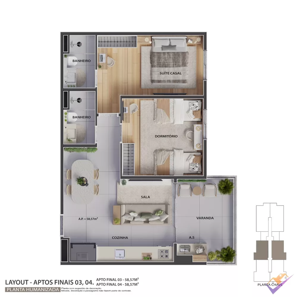 Apartamento, 2 quartos, 58 m² - Foto 2