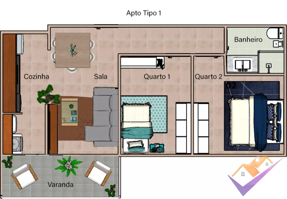 Apartamento, 2 quartos, 56 m² - Foto 1