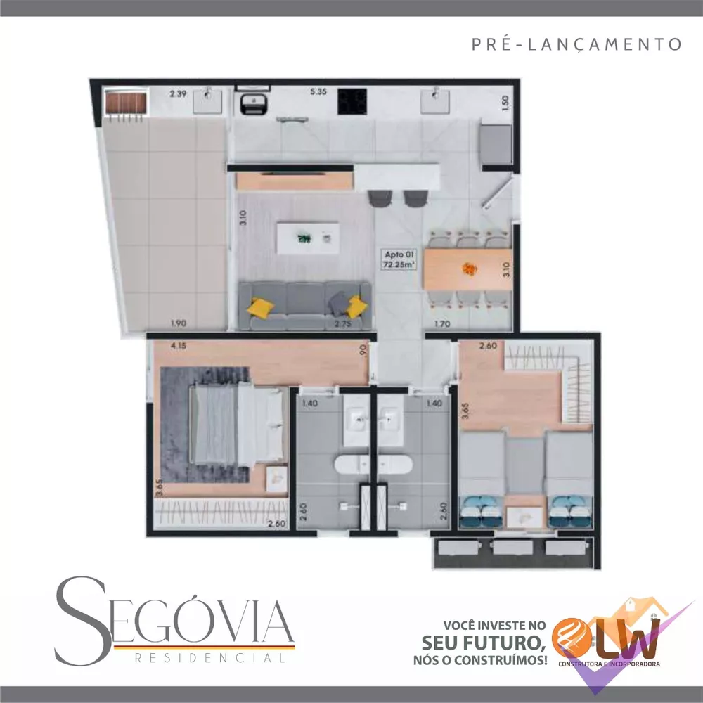 Apartamento, 2 quartos, 72 m² - Foto 2