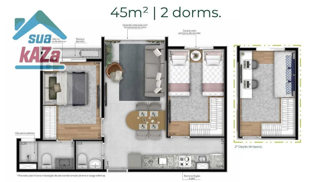 Apartamento, 2 quartos, 44 m² - Foto 2