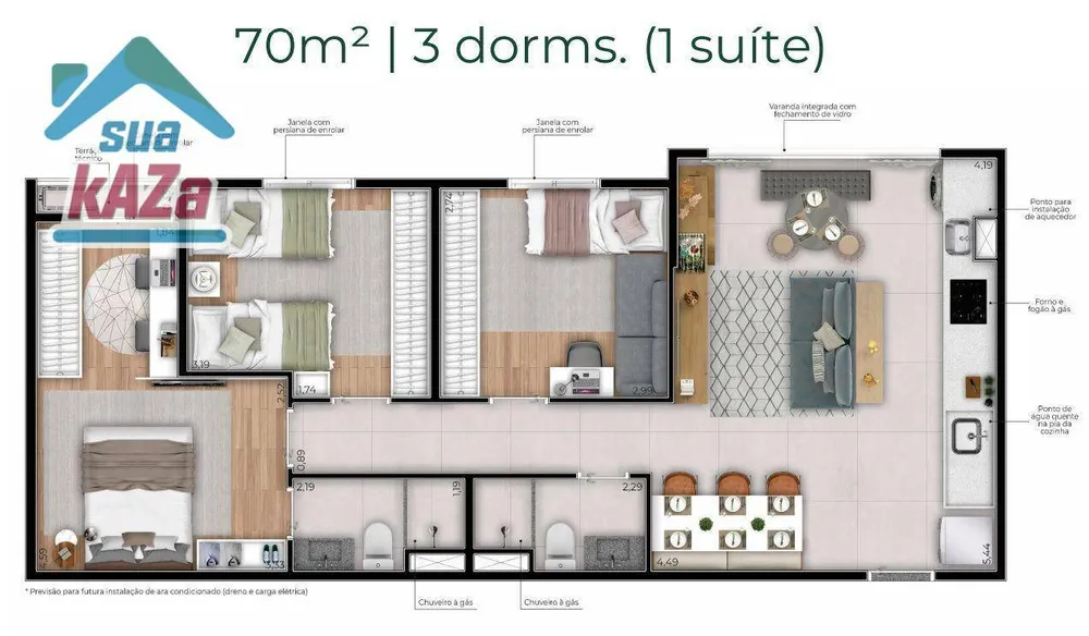 Apartamento, 3 quartos, 70 m² - Foto 2