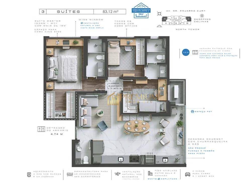 Apartamento, 3 quartos, 83 m² - Foto 1