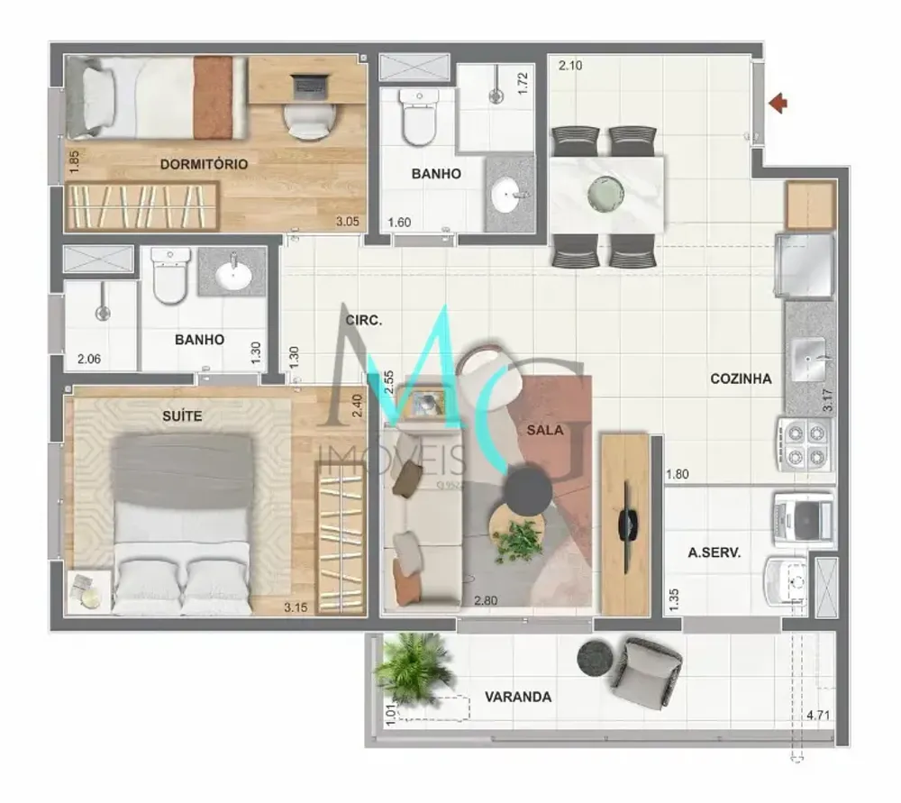Apartamento, 2 quartos, 59 m² - Foto 22