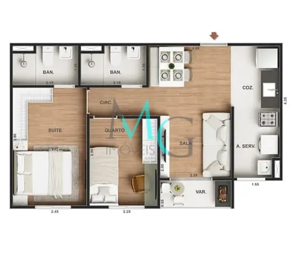 Apartamento, 2 quartos, 44 m² - Foto 10