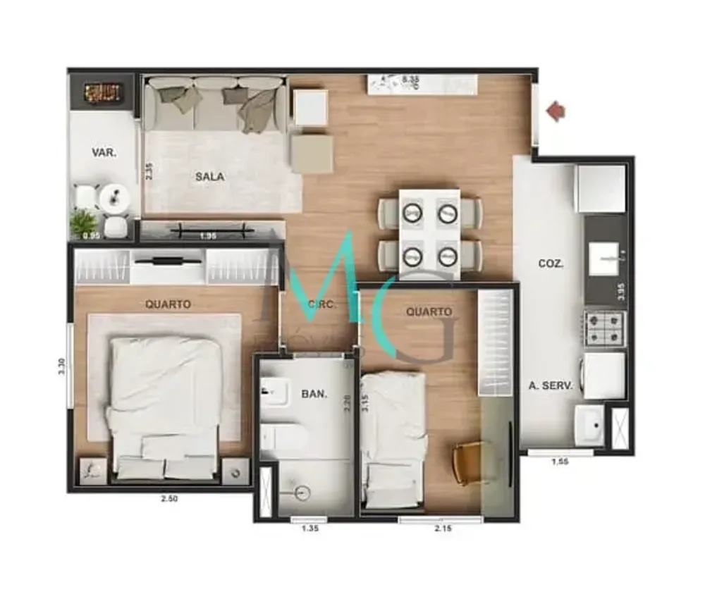 Apartamento, 2 quartos, 44 m² - Foto 7