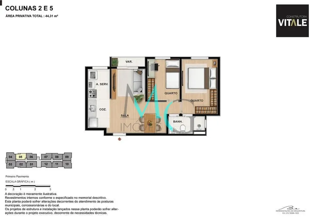 Apartamento, 2 quartos, 44 m² - Foto 2