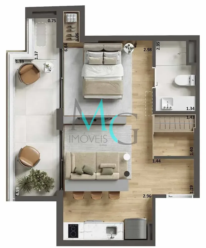 Apartamento, 1 quarto, 34 m² - Foto 20