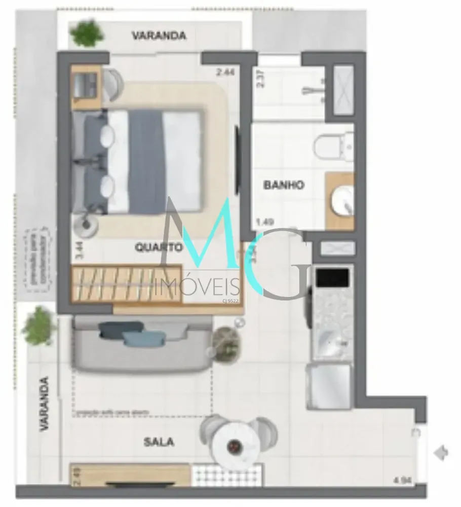 Cobertura, 1 quarto, 70 m² - Foto 25