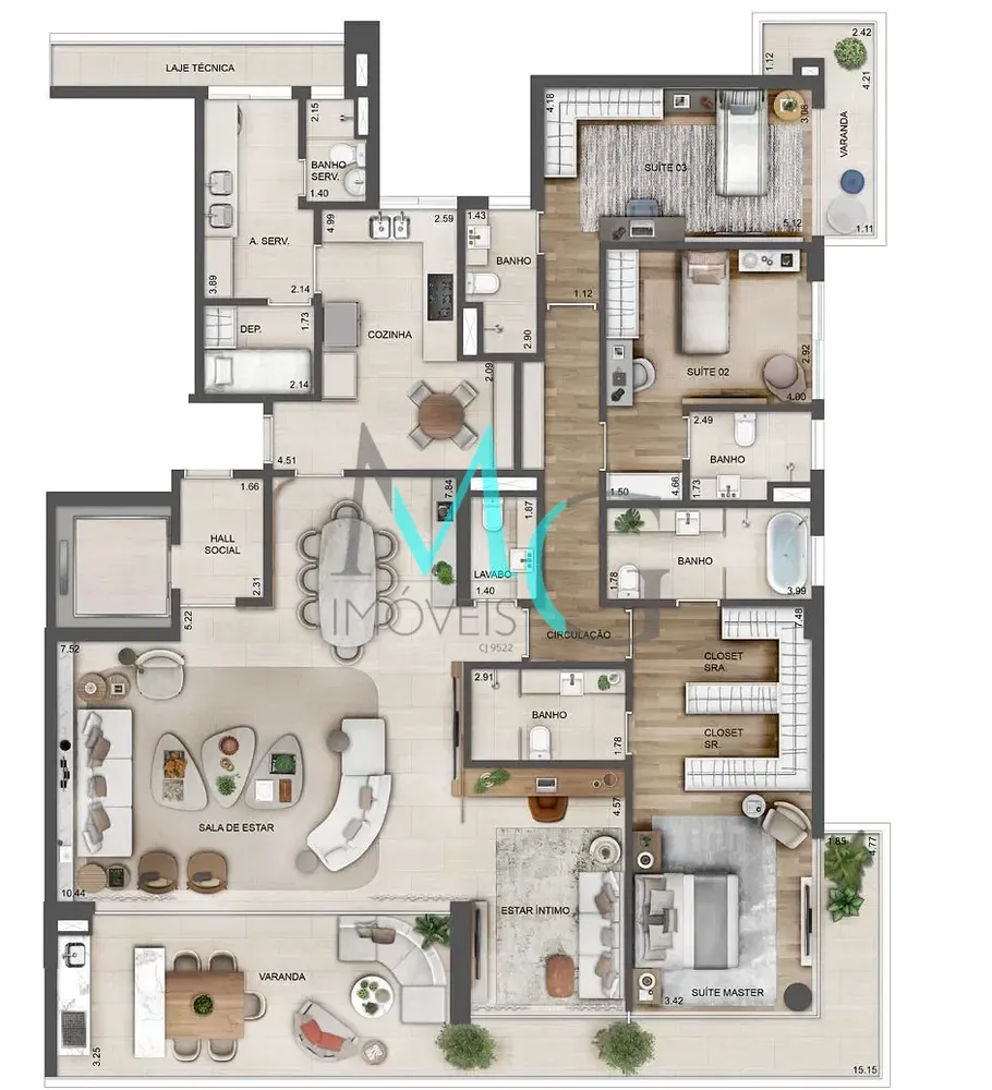 Apartamento, 4 quartos, 194 m² - Foto 61