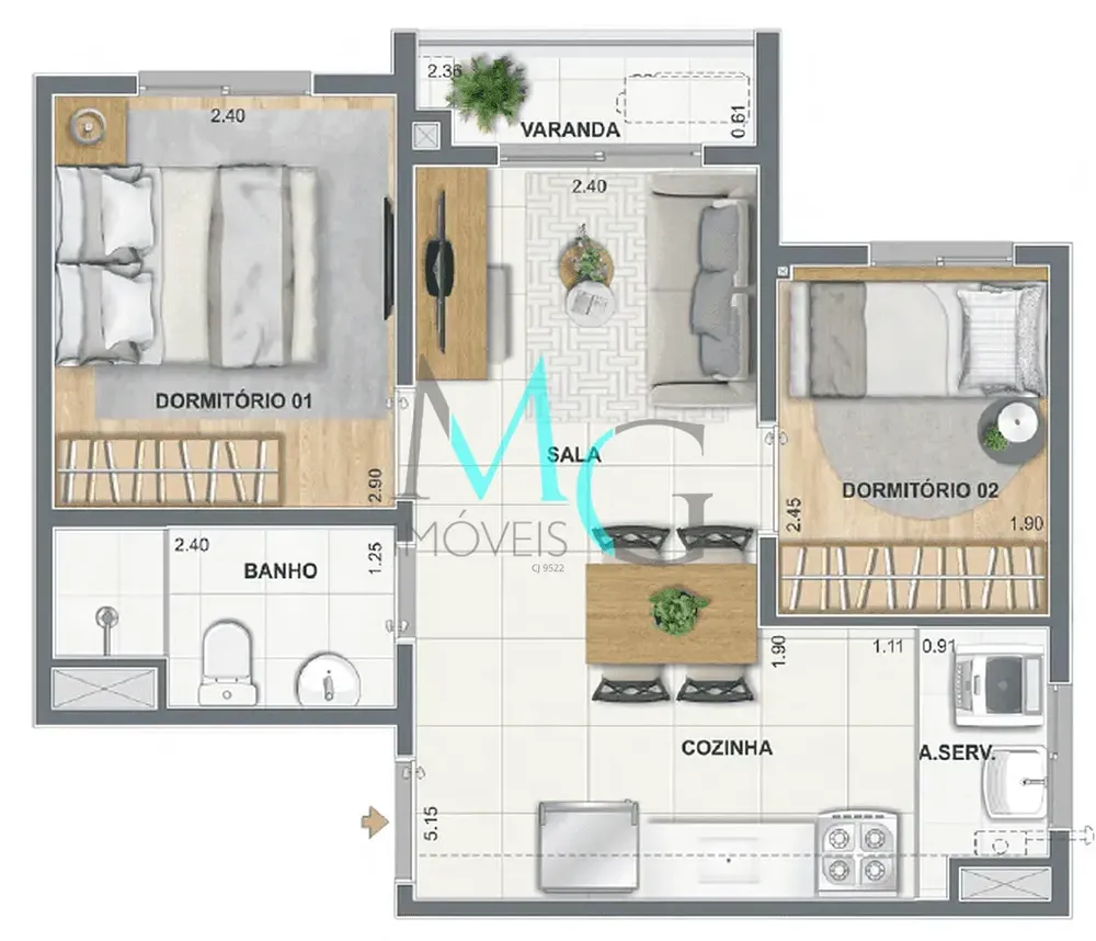 Apartamento, 1 quarto, 32 m² - Foto 25