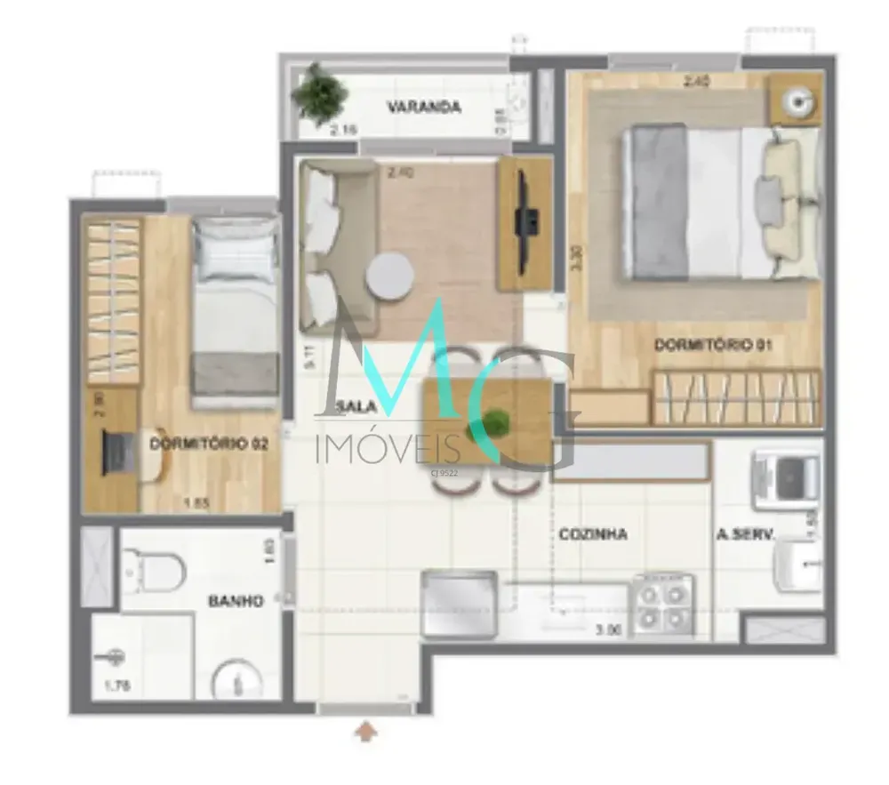 Apartamento, 2 quartos, 37 m² - Foto 22