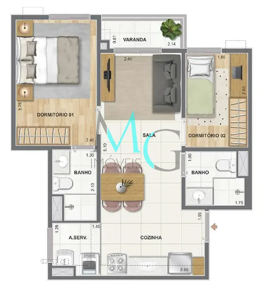 Apartamento, 2 quartos, 39 m² - Foto 24